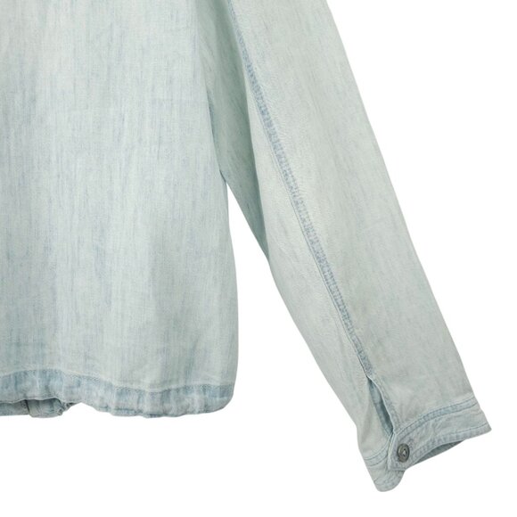 Chicos Button Front Jacket Womens Size 1 US M/8 Drawstring Washed Blue - Picture 15 of 16